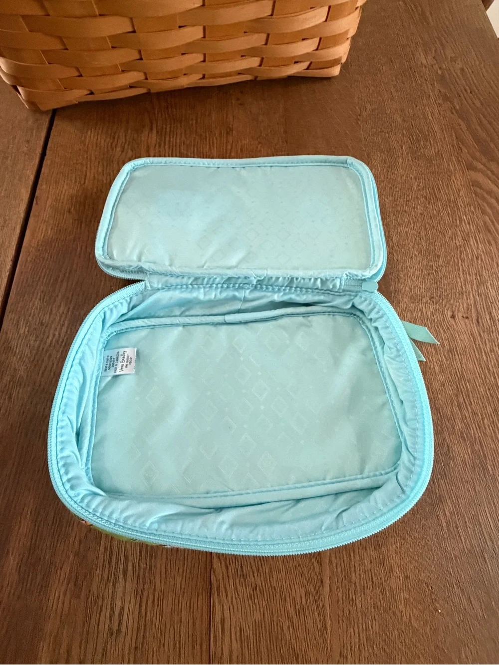 Vera Bradley Quilted Lemon Print Cosmetic Case in Light Blue